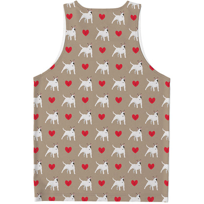 Bull Terrier Heart Pattern Print Men's Tank Top