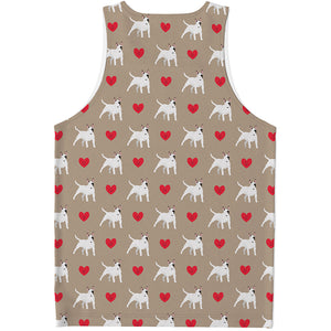 Bull Terrier Heart Pattern Print Men's Tank Top