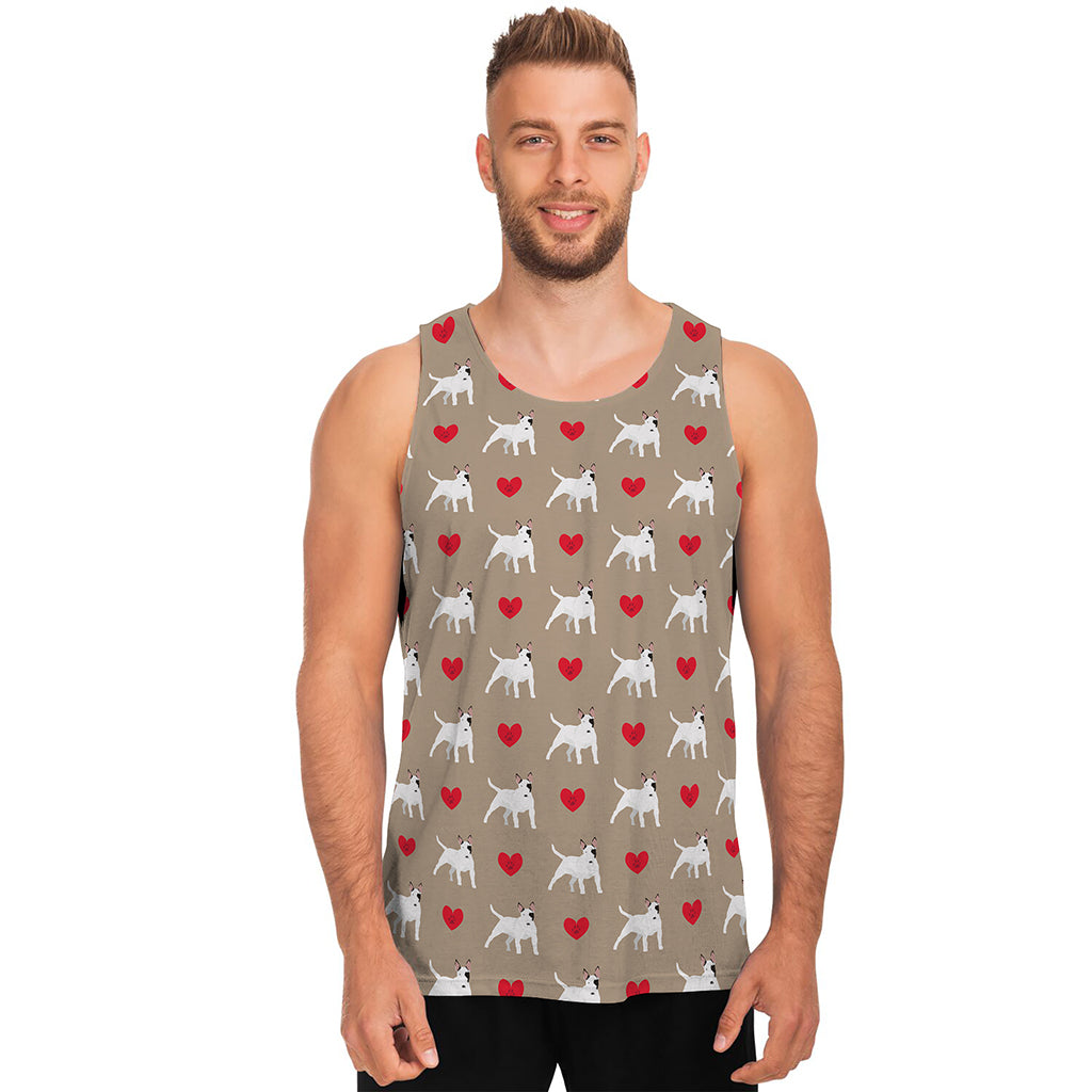 Bull Terrier Heart Pattern Print Men's Tank Top