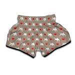 Bull Terrier Heart Pattern Print Muay Thai Boxing Shorts