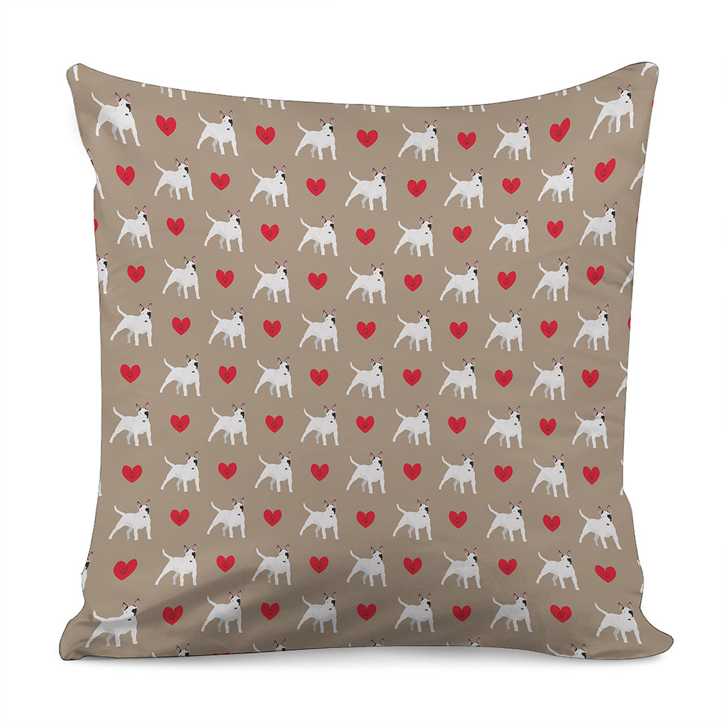 Bull Terrier Heart Pattern Print Pillow Cover