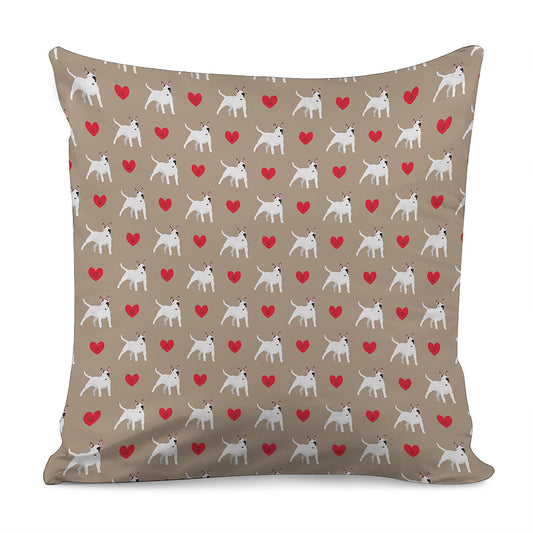 Bull Terrier Heart Pattern Print Pillow Cover