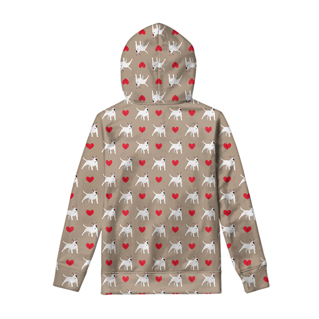 Bull Terrier Heart Pattern Print Pullover Hoodie