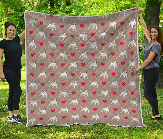 Bull Terrier Heart Pattern Print Quilt