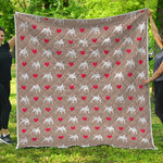 Bull Terrier Heart Pattern Print Quilt