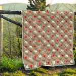 Bull Terrier Heart Pattern Print Quilt