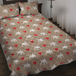 Bull Terrier Heart Pattern Print Quilt Bed Set