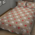Bull Terrier Heart Pattern Print Quilt Bed Set