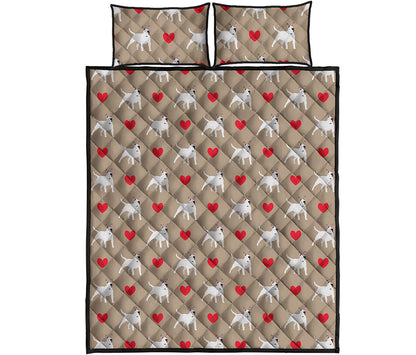 Bull Terrier Heart Pattern Print Quilt Bed Set