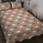 Bull Terrier Heart Pattern Print Quilt Bed Set