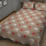 Bull Terrier Heart Pattern Print Quilt Bed Set