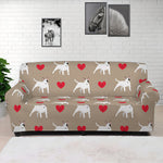 Bull Terrier Heart Pattern Print Sofa Cover