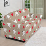 Bull Terrier Heart Pattern Print Sofa Cover