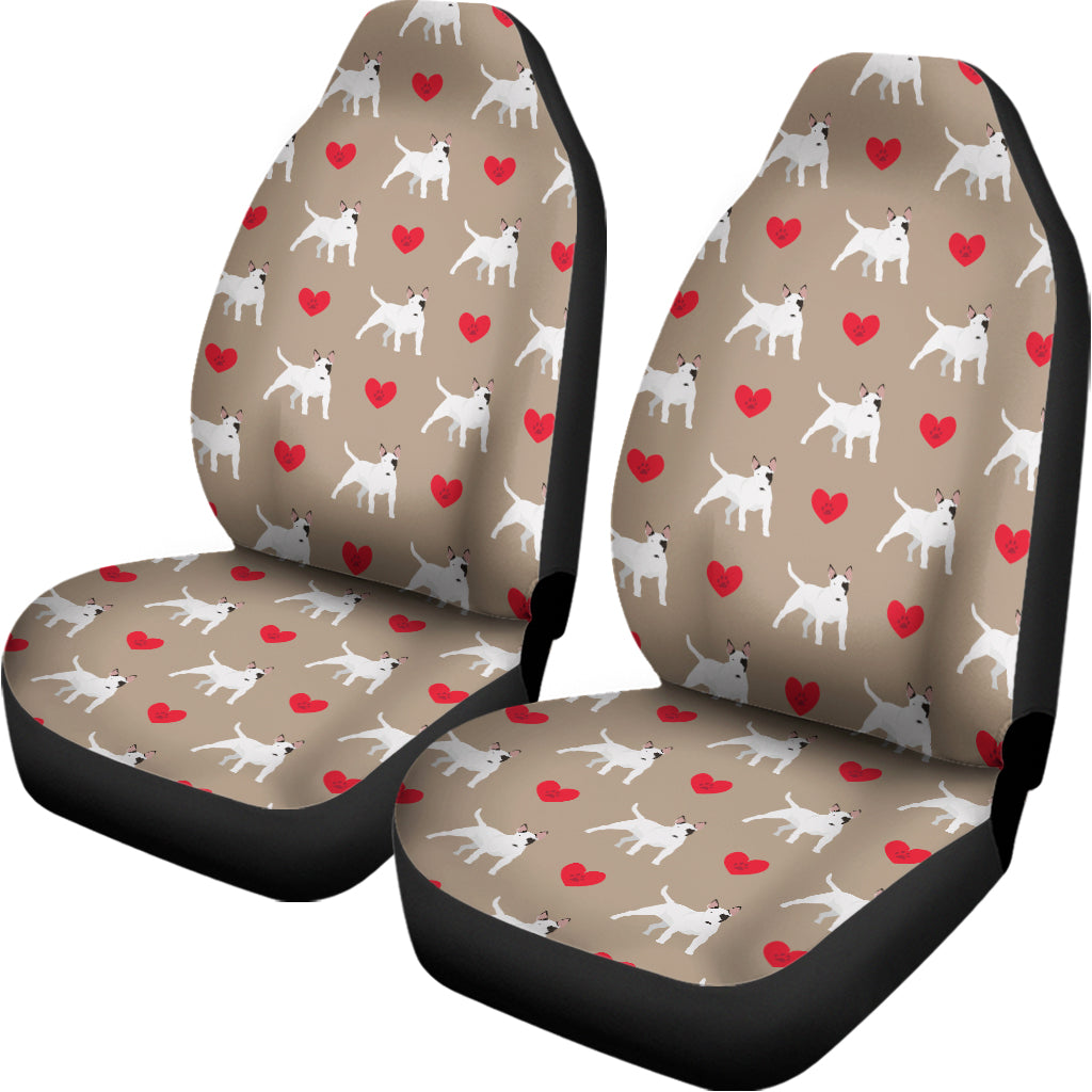 Bull Terrier Heart Pattern Print Universal Fit Car Seat Covers