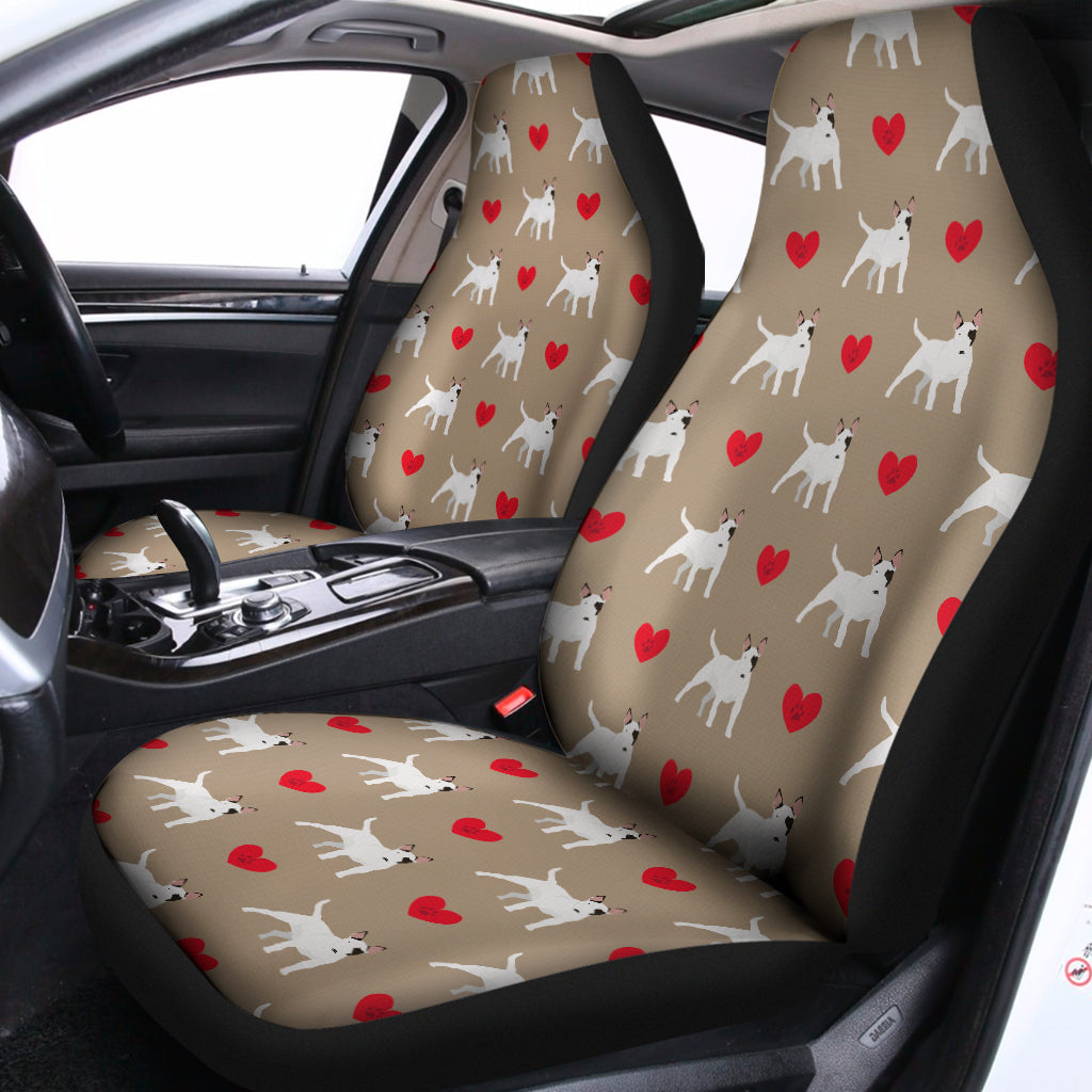 Bull Terrier Heart Pattern Print Universal Fit Car Seat Covers