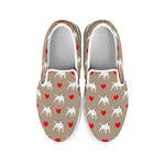 Bull Terrier Heart Pattern Print White Slip On Shoes