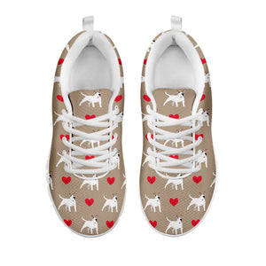 Bull Terrier Heart Pattern Print White Sneakers