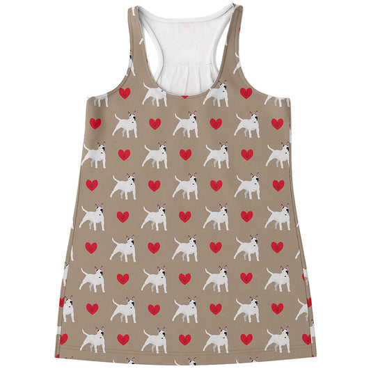 Bull Terrier Heart Pattern Print Women's Racerback Tank Top