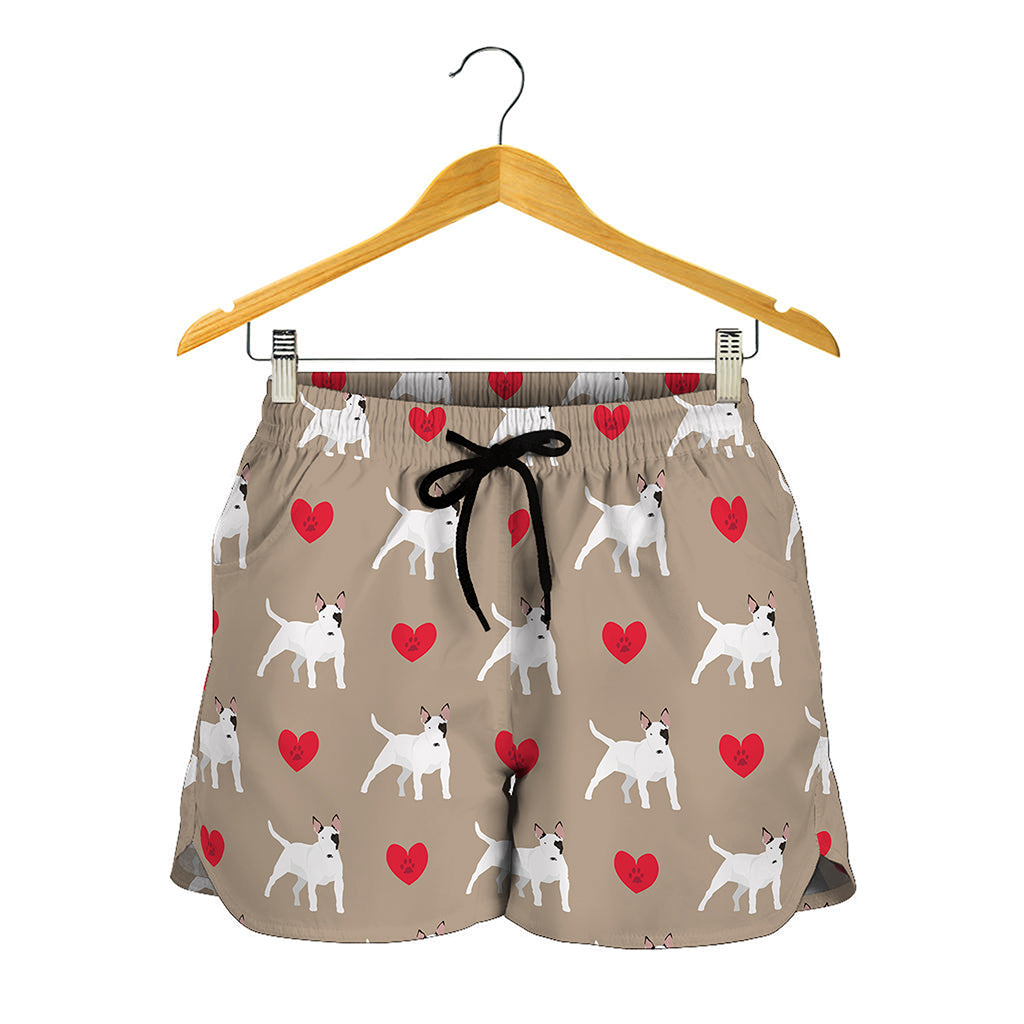 Bull Terrier Heart Pattern Print Women's Shorts