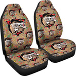 Bulldog With Glasses Universal Fit Car Seat Covers GearFrost