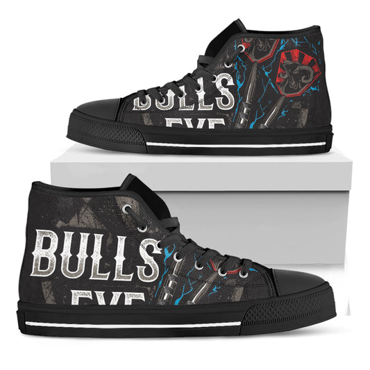 Bullseye Darts Print Black High Top Shoes