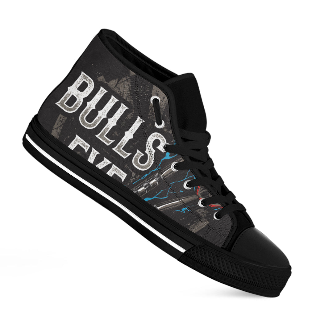 Bullseye Darts Print Black High Top Shoes