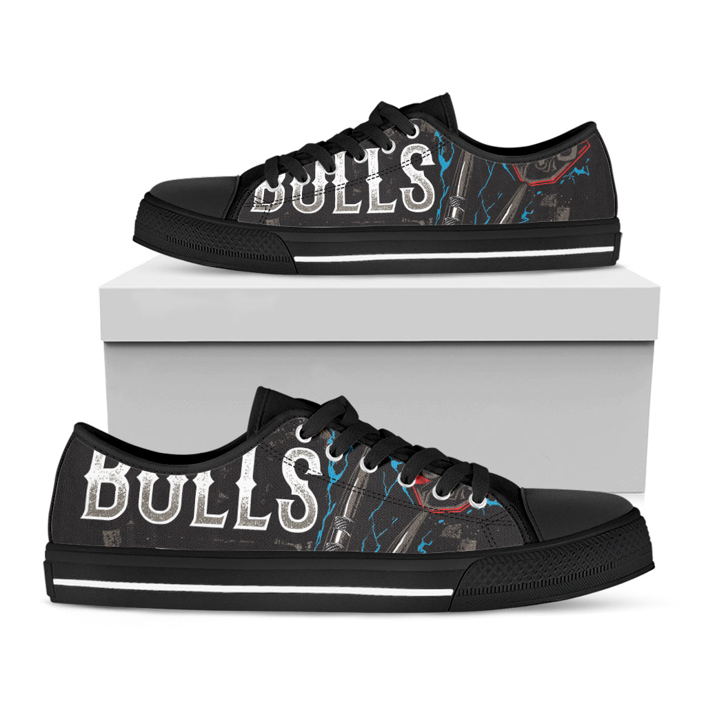 Bullseye Darts Print Black Low Top Shoes 
