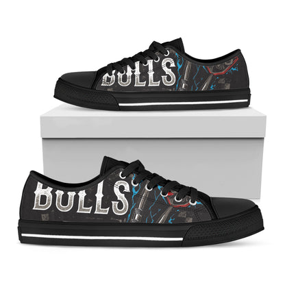 Bullseye Darts Print Black Low Top Shoes 
