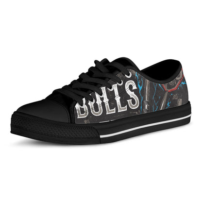 Bullseye Darts Print Black Low Top Shoes 