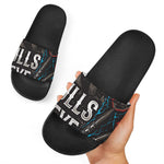 Bullseye Darts Print Black Slide Sandals