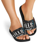 Bullseye Darts Print Black Slide Sandals
