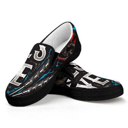Bullseye Darts Print Black Slip On Shoes
