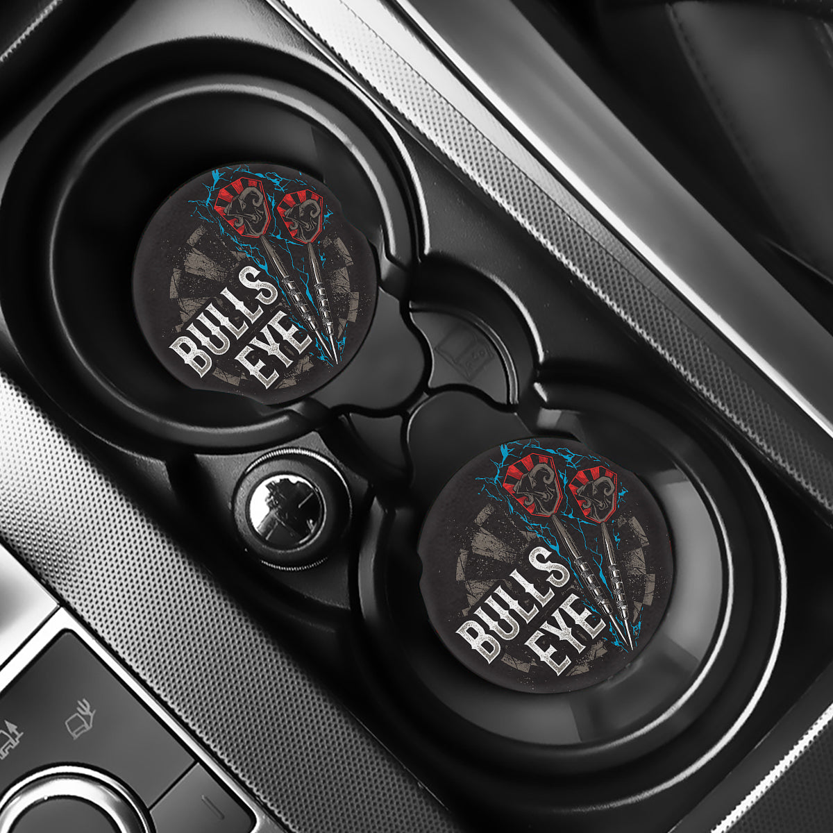 Bullseye Darts Print Car Coasters