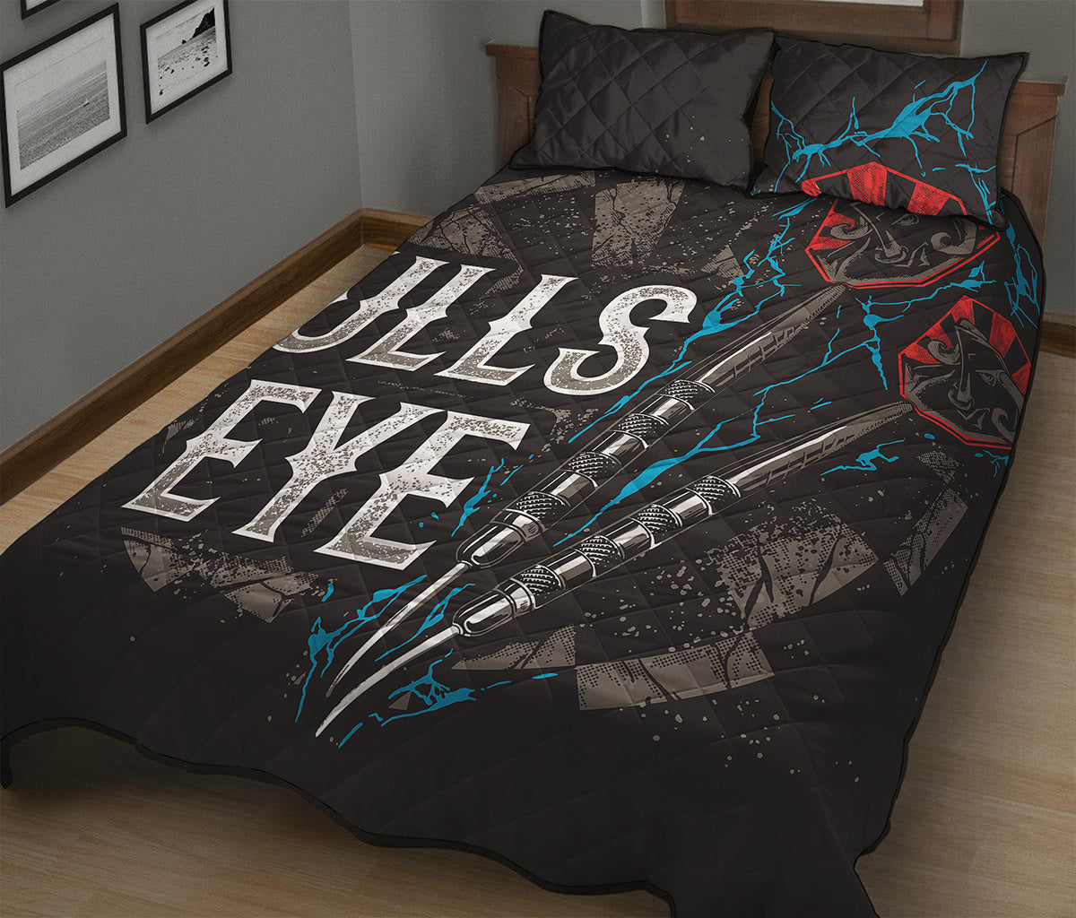 Bullseye Darts Print Quilt Bed Set