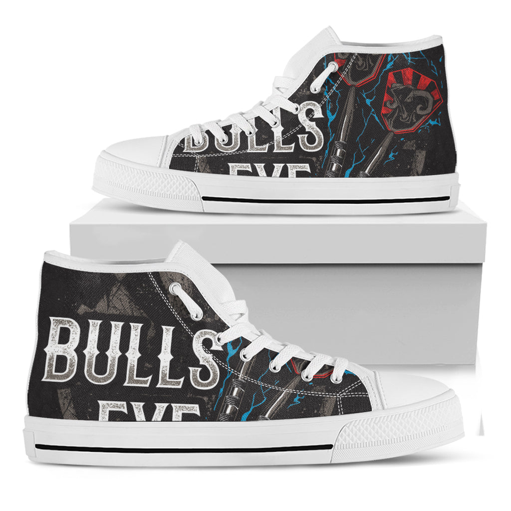 Bullseye Darts Print White High Top Shoes