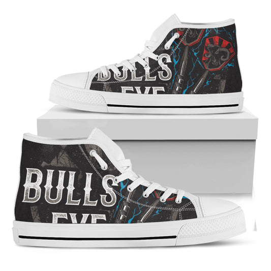 Bullseye Darts Print White High Top Shoes
