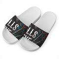 Bullseye Darts Print White Slide Sandals