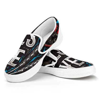 Bullseye Darts Print White Slip On Shoes