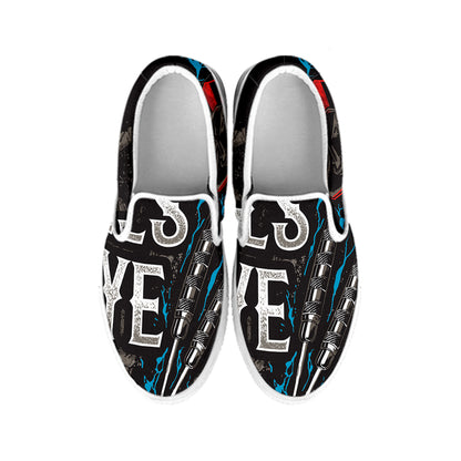 Bullseye Darts Print White Slip On Shoes