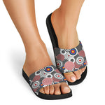Bullseye Target Pattern Print Black Slide Sandals
