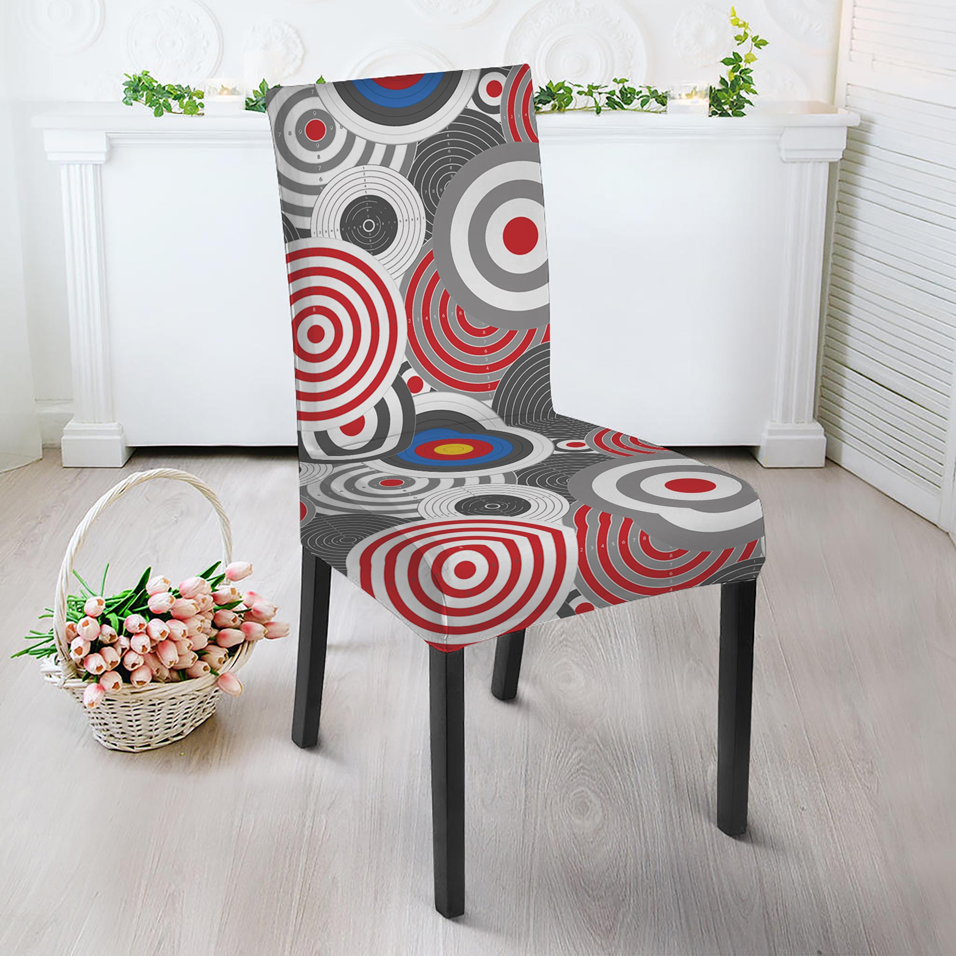 Bullseye Target Pattern Print Dining Chair Slipcover