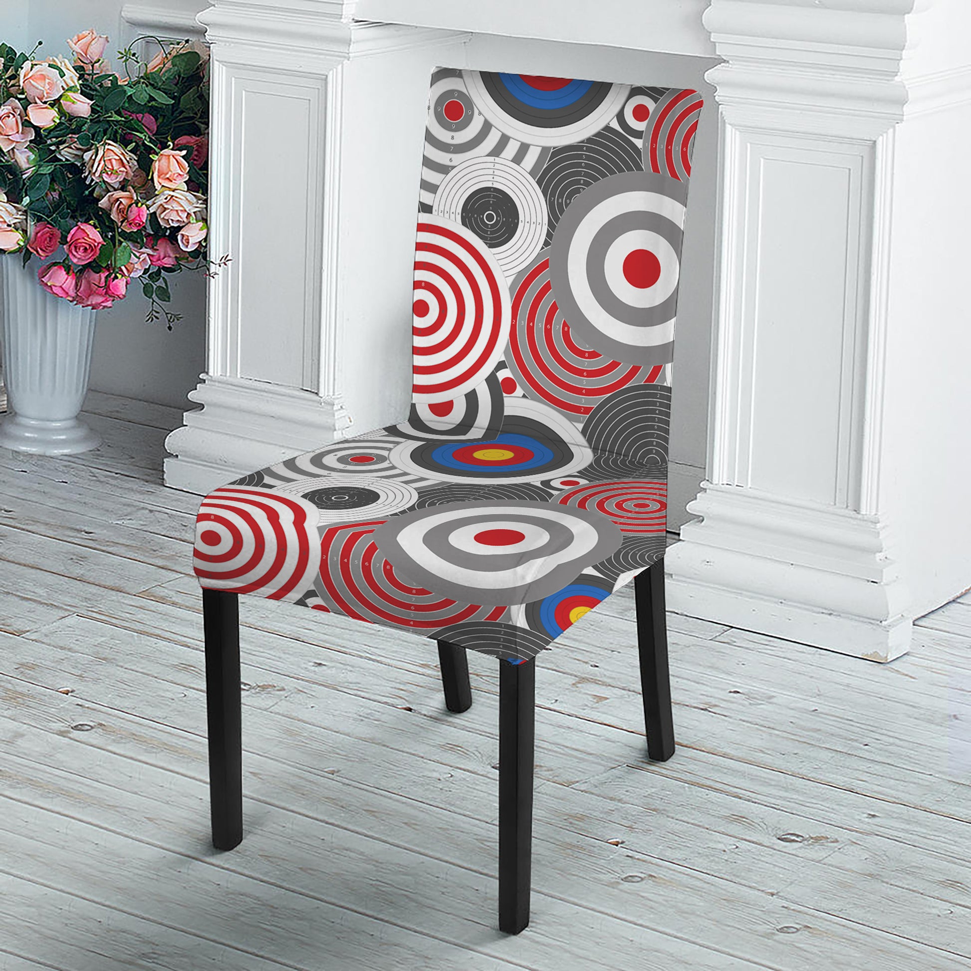 Bullseye Target Pattern Print Dining Chair Slipcover