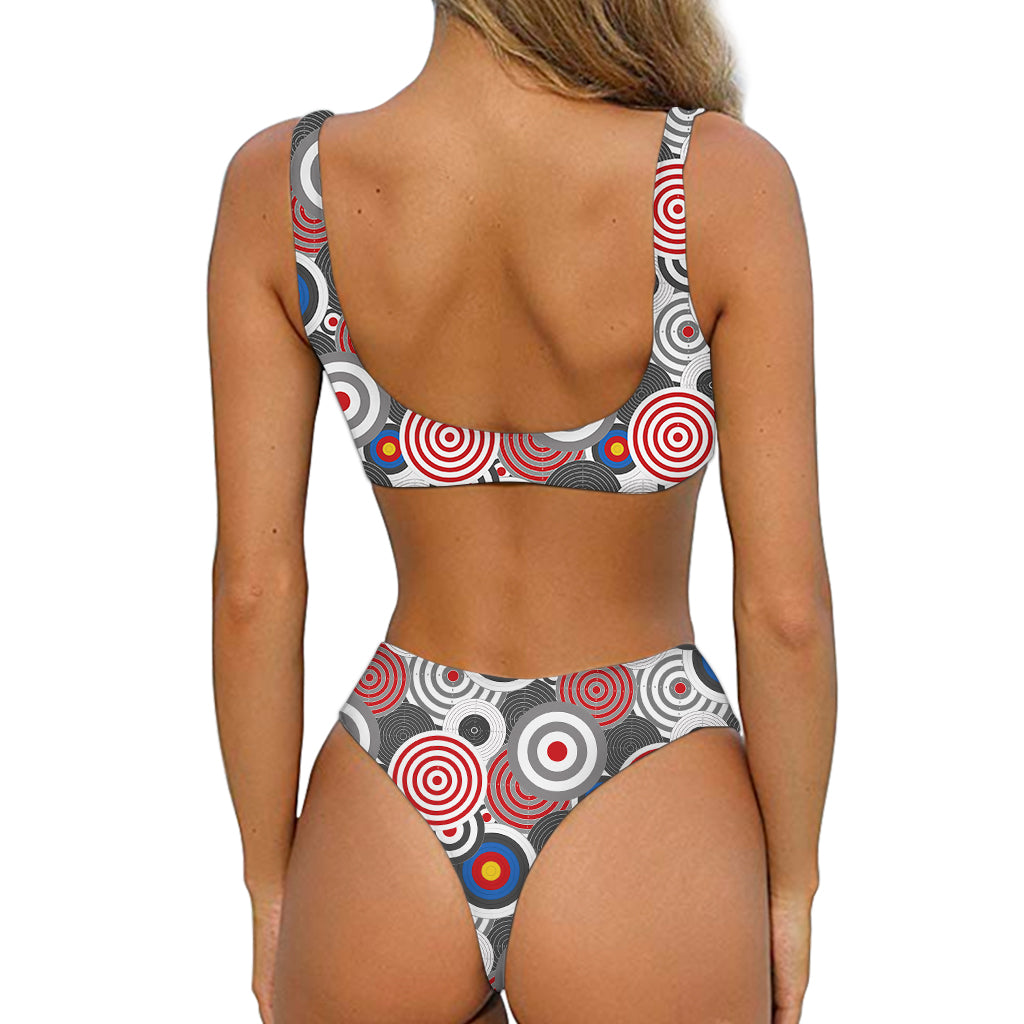 Bullseye Target Pattern Print Front Bow Tie Bikini