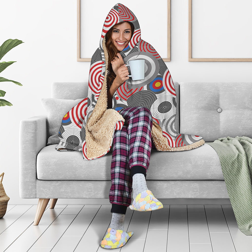Bullseye Target Pattern Print Hooded Blanket
