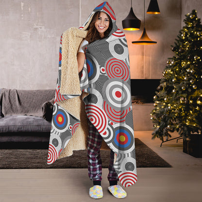 Bullseye Target Pattern Print Hooded Blanket