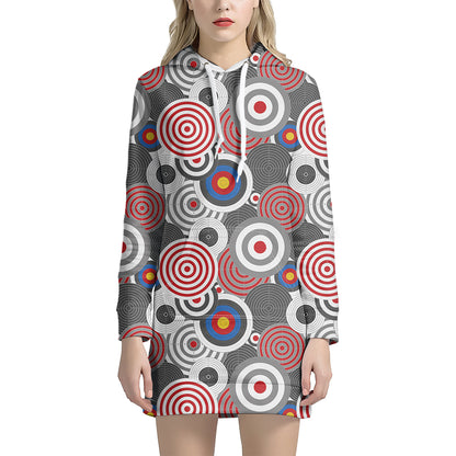 Bullseye Target Pattern Print Hoodie Dress