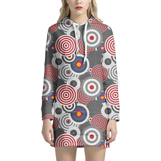 Bullseye Target Pattern Print Hoodie Dress