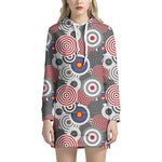 Bullseye Target Pattern Print Hoodie Dress