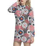 Bullseye Target Pattern Print Hoodie Dress