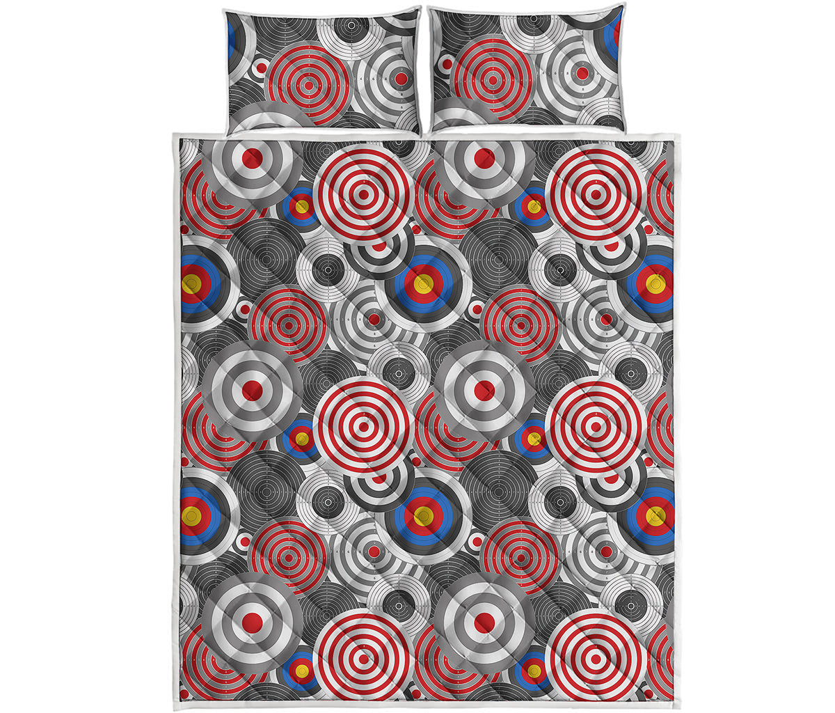 Bullseye Target Pattern Print Quilt Bed Set